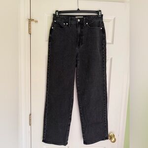Madewell Curvy Perfect Vintage Wide-Leg Jean in black rinse, size 28